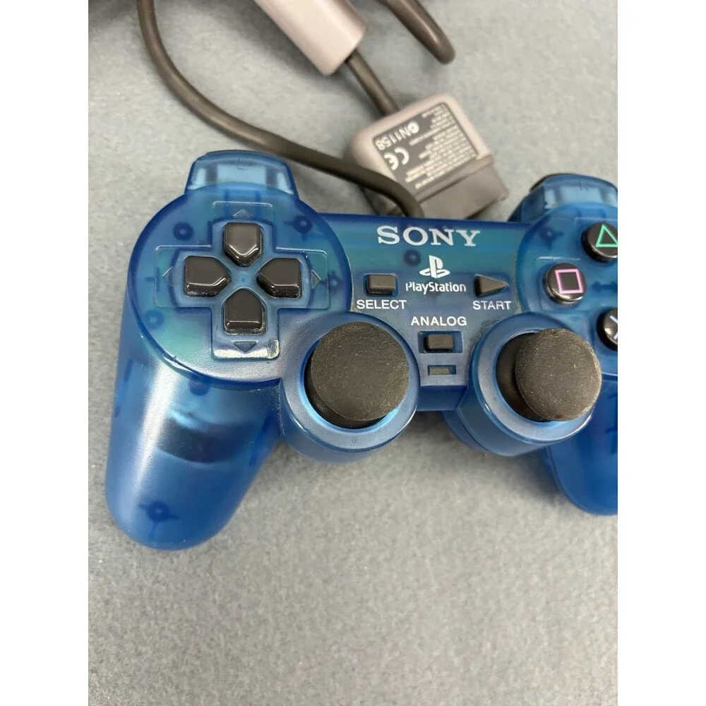 Sony Playstation 1 PS1 Controller OEM SCPH-1200 Clear Blue Dual Shock